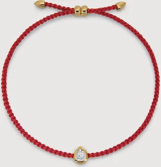 Monica Vinader Gold Pear Diamond Cord Bracelet Lab Grown Diamond