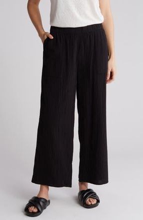 Caslon Cotton Gauze Pull-On Pants in Black at Nordstrom Rack, Size X-Small