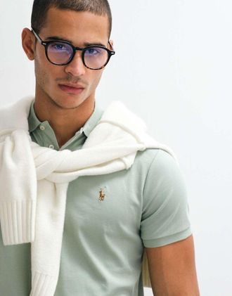 Polo Ralph Lauren Top a maniche corte in maglia Pima custom slim-fit verde chiaro