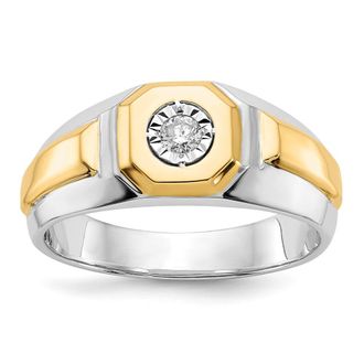 Diamond2Deal 14k Two-tone Lab Grown Diamond Wedding Band Ring 1/10Ct Clarity- VS Color- G-H