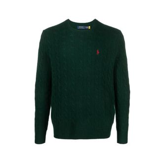 Polo Ralph Lauren Round-neck Knitwear, male, Green, Size: XS Long Sleeve Pullover