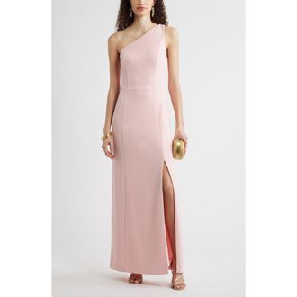Chelsea28 One-Shoulder Maxi Cocktail Dress in Pink Powder at Nordstrom, Size Xx-Small