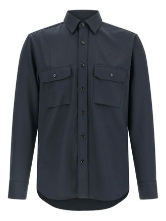 Brioni buttoned chest-pocket military shirt - men - Wool - M - Blue