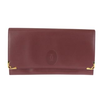 Cartier Bordeaux Wine Red Leather Clutch Bag (Pre-Owned)