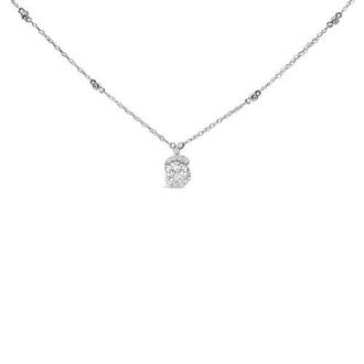 House of Brilliance Sterling Silver 1.00 Cttw Lab Grown Diamond Oval Halo Pendant Bezel Station Necklace at Nordstrom
