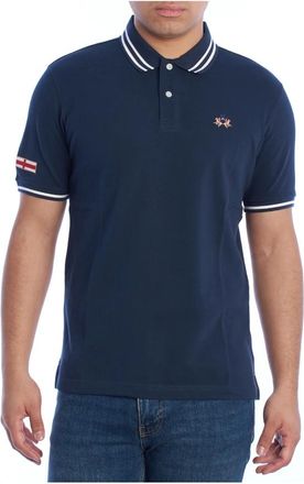La Martina Polo Shirt met Korte Mouwen - Heren - Polos - Blauw - S - Katoen - Tops
