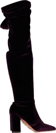 Aquazzura Knee Boots in Violet Velvet