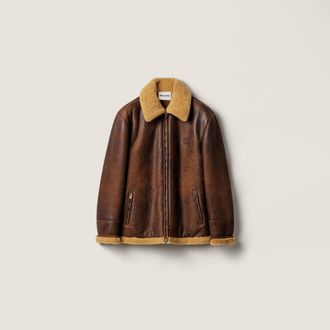 Miu Miu Waxed shearling blouson jacket