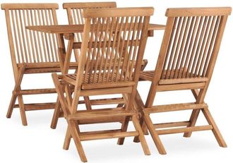 vidaXL 5 Piece Folding Outdoor Dining Set Solid Teak Wood vidaXL