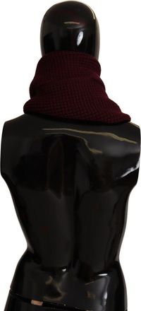 Dolce & Gabbana Womens Dark Red Cashmere Logo Wrap Shawl Knitted Scarf