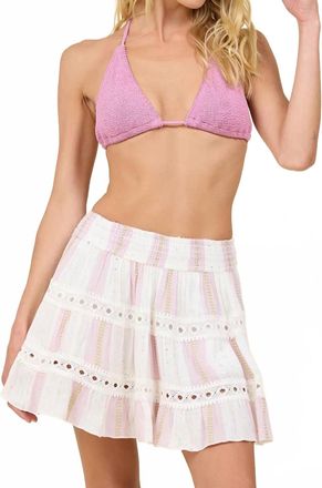 Surf Gypsy Striped Tiered Mini Skirt In Pink Dust