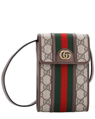 Gucci Ophidia Vertical Flap Crossbody Bag Gg Coated Canvas Mini (Authentic Pre-Loved)