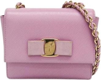 Ferragamo Pre-owned Cross Body Bags, female, Purple, Size: ONE SIZE Pre-owned Leather Shoulder Bag
