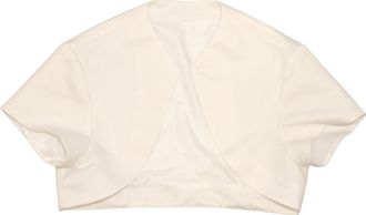 Flora Ivory Satin Short Sleeve Bridal Bolero/Prom Jacket/Shrug (Medium)