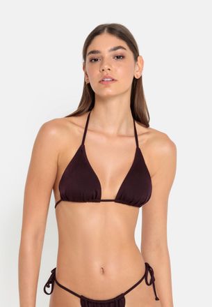 Lascana Triangel-Bikini-Top LSCN BY LASCANA Nele, Damen, Gr. 32, Cup C/D, lila (aubergine), Polyamid, leicht gl&auml;nzend, unifarben, Bikini-Oberteile Triangel-Bi