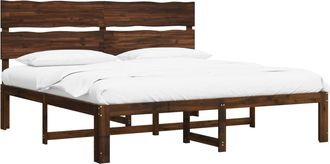 vidaXL Cama Doble Con Cabecero Rostock Marr&oacute;n Oscuro 180 X 200 Cm Vidaxl
