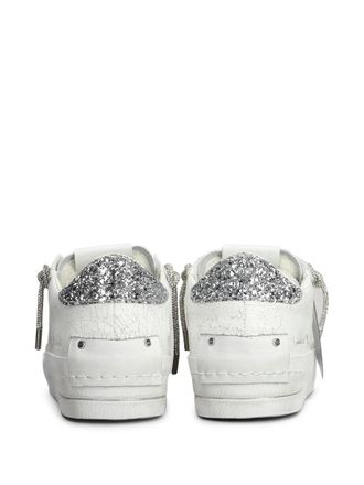 Baskets Crime London Taille UK 5 (EUR 39) - Tissu Argenté & Cuir - Occasion Très Bon État