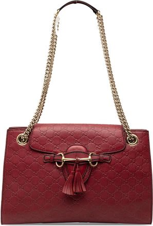 Gucci Pre-owned Womens Large Guccissima Emily Shoulder Bag - Dark Red Leather - One Size