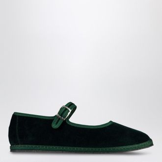 Vibi Venezia Mary Jane in Laguna green velvet