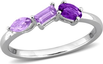 Mimi & Max Multi-Gem Three Stone Ring Sterling Silver
