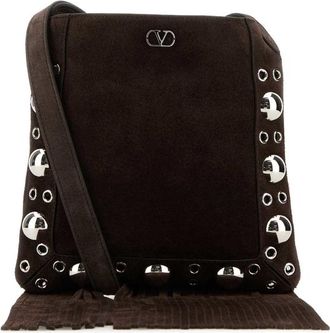 Valentino Garavani Brown Suede Small Nellcote Crossbody Bag