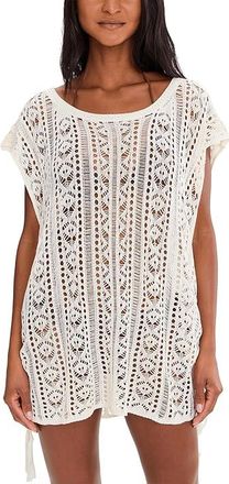 BECCA by Rebecca Virtue Boho Bliss Sweater Knit Tunic Womens Swimwear Natural : XS/SM, Polyester