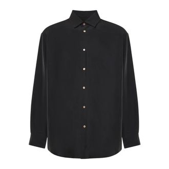 Valentino Garavani Zijden Blouse - Heren - Zakelijke Overhemden - Zwart - XL - Leer - Overhemden