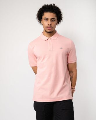 GANT Mens Regular Fit Short Sleeve Shield Logo Pique Polo - Pink Cotton - Size 2XL