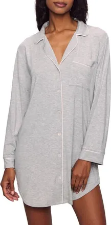 Eberjey Gisele Jersey Knit Sleep Shirt in Heather Grey/sorbet Pink at Nordstrom, Size X-Small