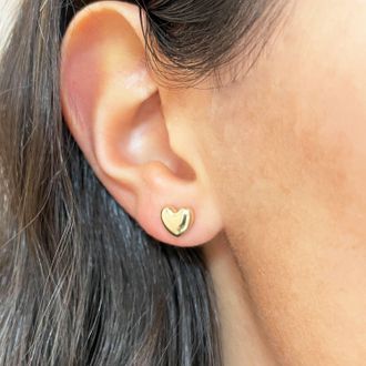 The Lovery Puffy Gold Heart Stud Earrings