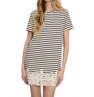 Veronica Beard Rhue Dress In Dove Navy Stripe