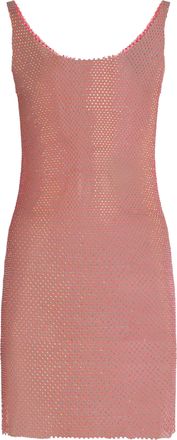 Santa Brands Womens Knitted Mesh Dress With Rhinestones Pink Polyester