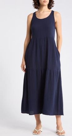 Eileen Fisher Organic Cotton Maxi Dress in Ink at Nordstrom Rack, Size Xx-Small