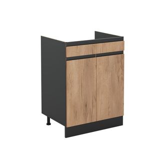 Vicco Mueble Bajo De Cocina R-line, Roble Dorado/antracita, 60 Cm Con Caj&oacute;n Sin Encimera, Vicco