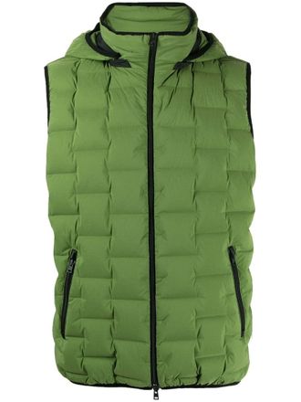 Herno detachable hood padded gilet - men - Polyamide/Spandex/Elastane/Goose Down/Feather - 50 - Green