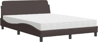 vidaXL Cama Con Colch&oacute;n Tela Marr&oacute;n Oscuro 120x200 Cm Vidaxl