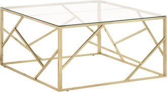 vidaXL Mesa De Centro Dorada Acero Inoxidable Y Vidrio Templado Vidaxl