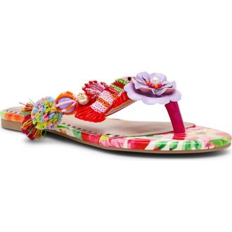 Betsey Johnson Doloris Bead & Sequin Flip Flop in Bright Multi at Nordstrom, Size 10