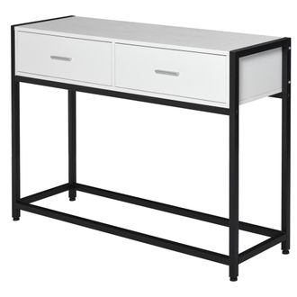 HOMCOM Homcom - Mesa De Consola Mesa De Entrada 120x34x81 Cm Con 2 Cajones Y Pies Ajustables Mueble De Recibidor De Estilo Moderno Para Pasillo Sal&oacute;n