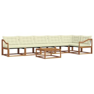 vidaXL Conjunto De Sof&aacute;s De Exterior Con Coj&iacute;n 7 Pcs Natural Y Crema Vidaxl