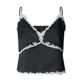 Pinko Sleeveless Tops, female, Black, Size: 2XS Canazei Top Twill Fluido