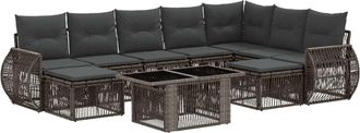 vidaXL Conjunto De Sof&aacute;s De Jard&iacute;n 10 Uds. Gris Y Gris Oscuro Vidaxl