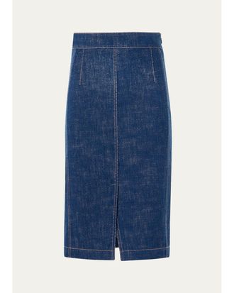 Akris Pencil Winter Denim Midi Skirt