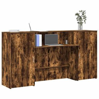 Berkfield Home Reception Desk Smoked Oak 200x50x103.5 cm Engineered Wood in Brown