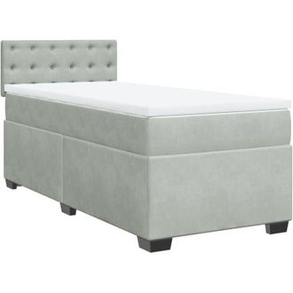 vidaXL Box Spring Bed with Mattress Light Grey 90x200 cm Velvet Vidaxl
