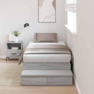 Berkfield Home Storage Bed Frame with Drawer Grey sonoma 236.5 x 90 x 31.5 cm