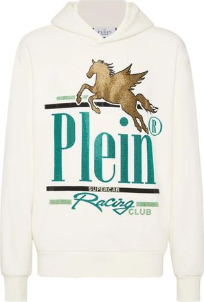 Philipp Plein Hoodie Sweatshirt LS Racing Club - Heren - Hoodies - Beige - 2XL - Katoen - Hoodies & sweatvesten