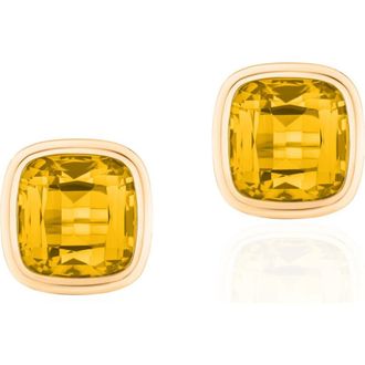 Goshwara Manhattan Cushion Cut Stud Earrings in Yellow at Nordstrom
