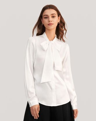 LilySilk Bow-tie Neck Silk Blous