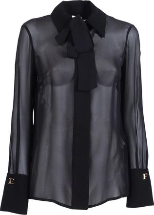 Elisabetta Franchi Shirts, female, Black, Size: L Camicia